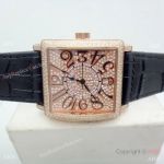 Replica Franck Muller Master Square Watch Rose Gold Full Diamond Automatic